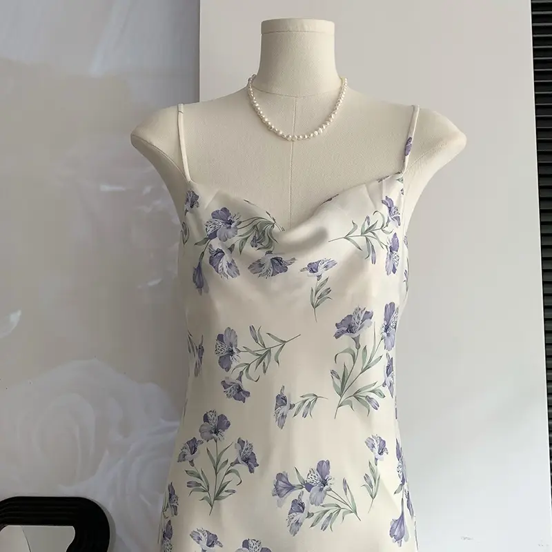 Floral Midi Slip Dress with Cowl Neck and Matching Cardigan