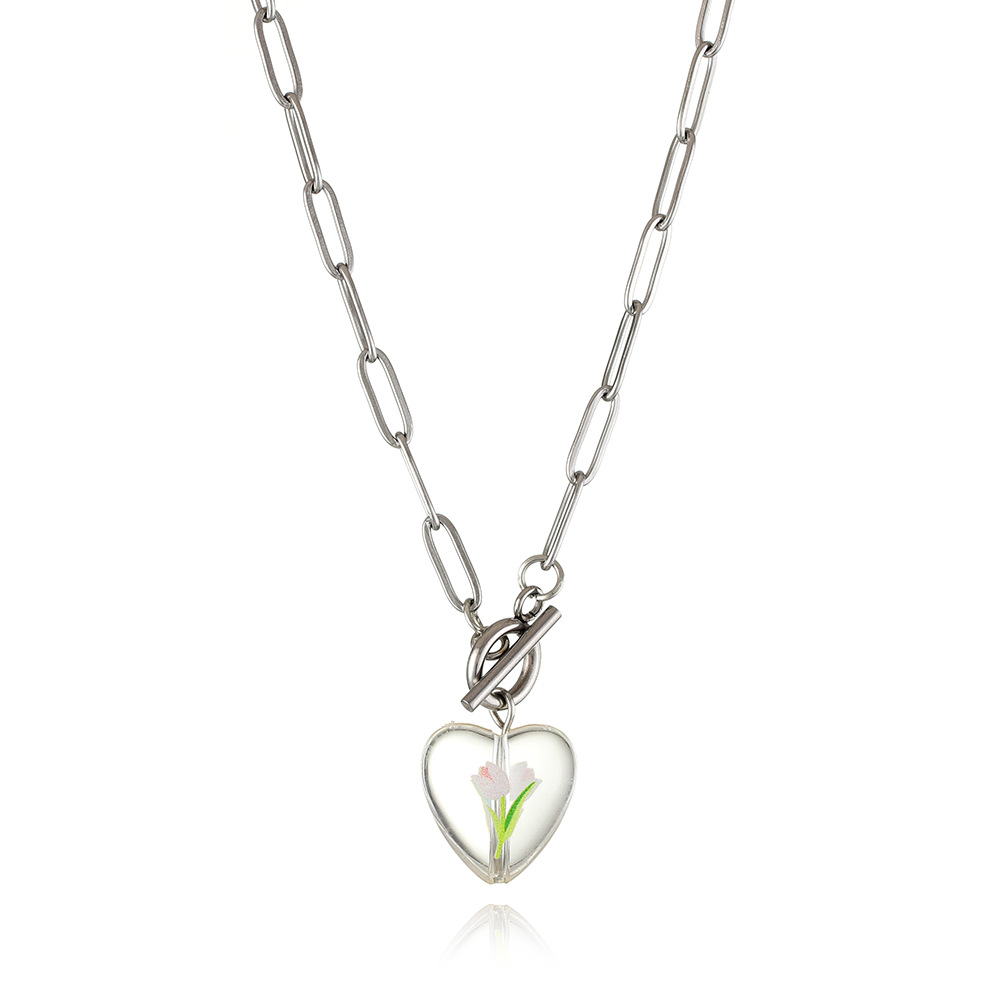 Necklace Female Niche Acrylic Sheet Love Peach Pendant