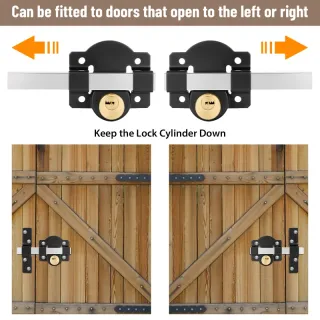 Both Side 50mm Long Throw Gate Lock,Heavy Duty Stainless Steel Gate Lock Door With 5 Keys For Wooden Garden Gates, Sheds Doors