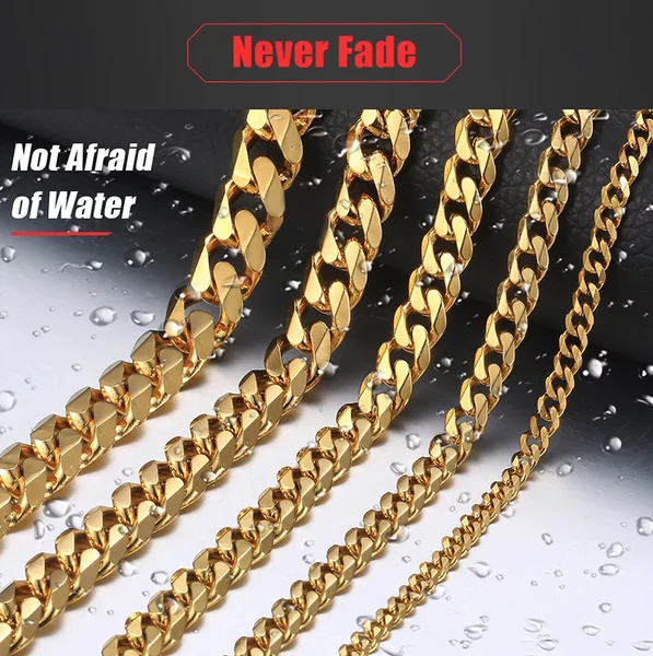 Stainless Steel Gold Silver Chain Cuban Curb Womens Mens Necklace image 6