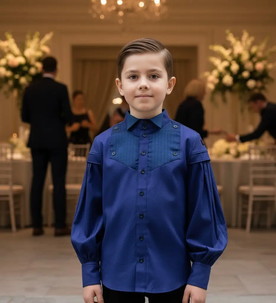 Boys Vintage Cotton Long Sleeve Shirt Party Classic Style Top For Kids 3-14 Y