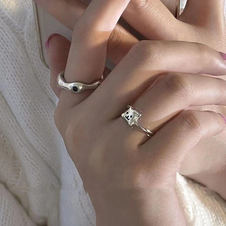 Fashion Jewelry Simple Puppy Open Ring Female Cute Special-interest Design