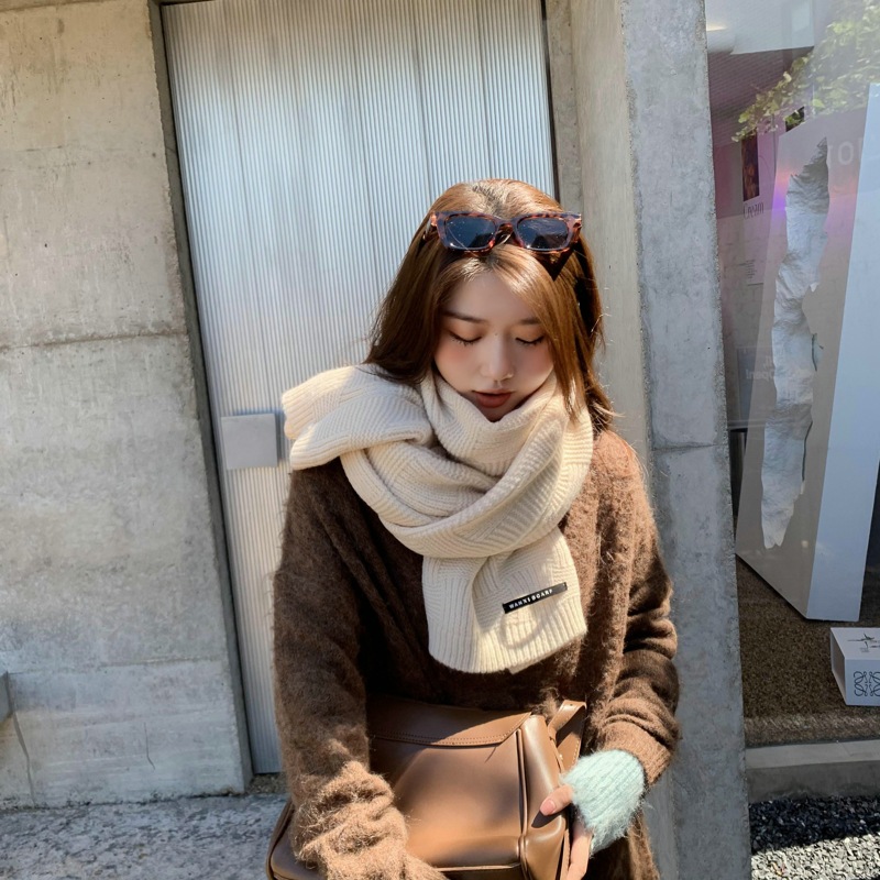 Women's Fashion All-match Wool Square Cross Cute Girl Scarf