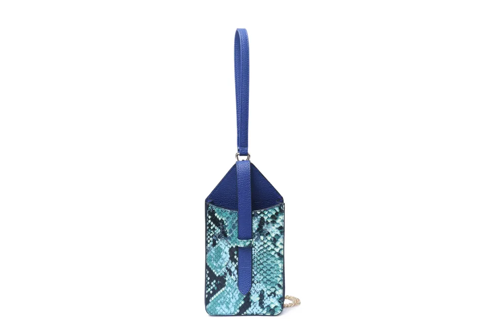 Women's Snake Pattern Pu Messenger Bag - Blue