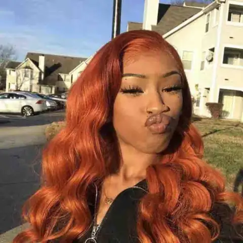 Dark Orange Wig Hair Set Smooth