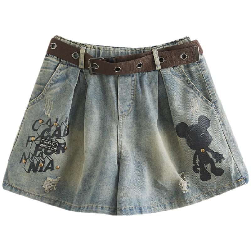 Plus Size Women's New Fashion Shorts Picture Color Send Belt - Shop at LoveMi