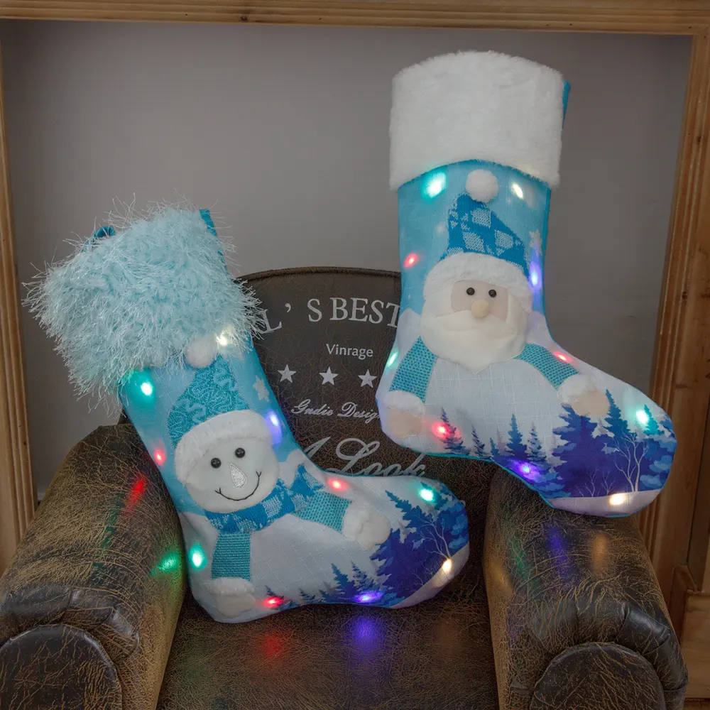 New Year Christmas Decor for Home Glowing Large Socks
