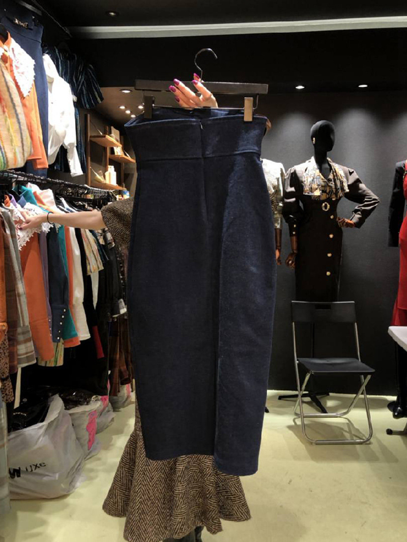 Fashion Solid Color High Waisted Slim Mid Length Hip Skirt