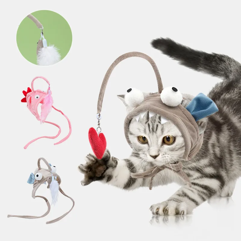 New Head Wearing Feather Funny Cat Stick Cat Toy