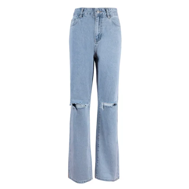 Ins Commuter Blue Pants Cotton Denim Women's Jeans Pale Blue - Shop at LoveMi