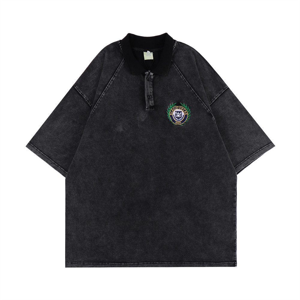 Title 6, Embroidered Badge Polo Short Sleeve T-Shirt Men