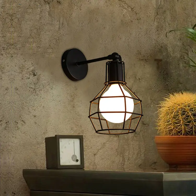 American Black Industrial Style Small Wall Lamp