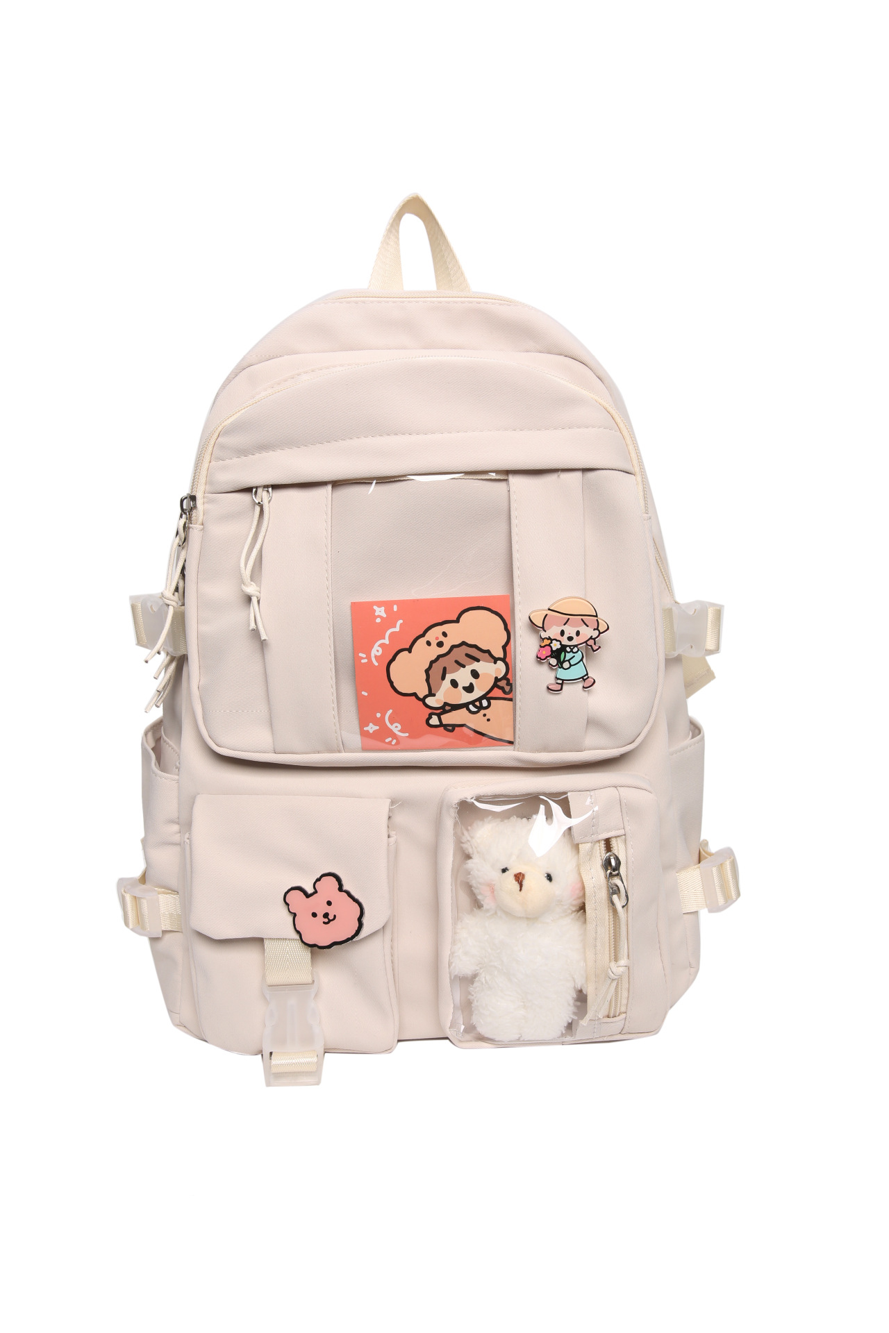 Schoolbag Female Korean Version Of The Trendy Transparent Large capacity Backpack For Junior High School Students White - Shop at LoveMi