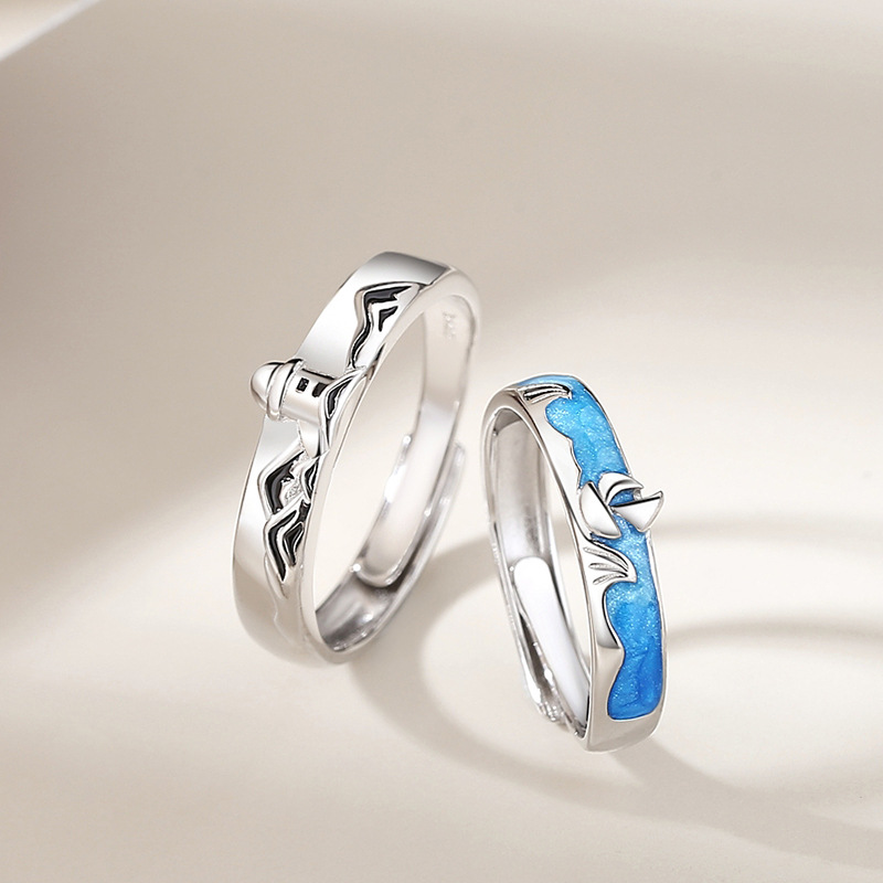 Title 3, Haven Couple Pair Ring Niche Design Wave Ring