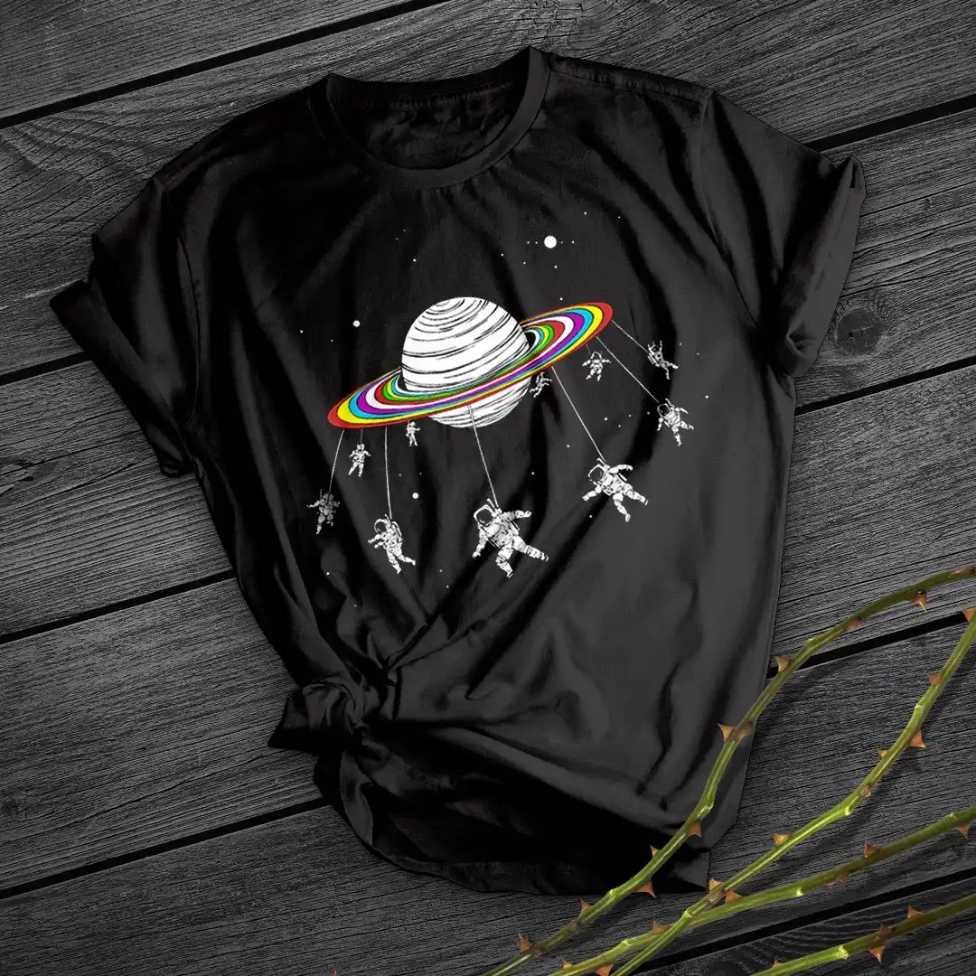 Psychedelic Planet Print Short Shirt Team Uniform European And American Fabrics