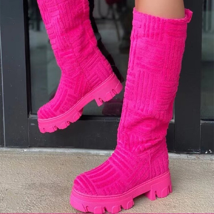 Women's Fashion Mid-tube Round Towel Boots