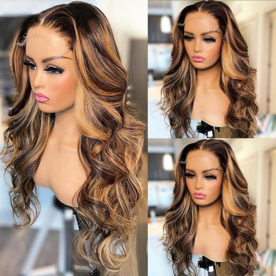 13x4 Lace Frontal Human Hair Wig P4 27 Body Wave Density — foto 3