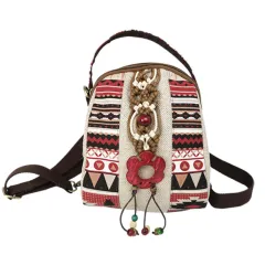 Vintage Women Bag With Triangle Coconut Shell - Beige - View 1