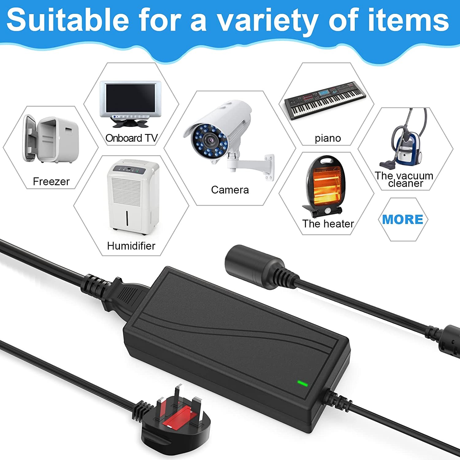 240V To DC 12V Mains Plug Cigarette Lighter Socket Car Van Charger Power Adapter