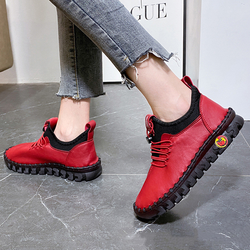 حذاء نسائي أوكسفورد جلد طبيعي بنعل ناعم مريح للمشي في الهواء الطلق