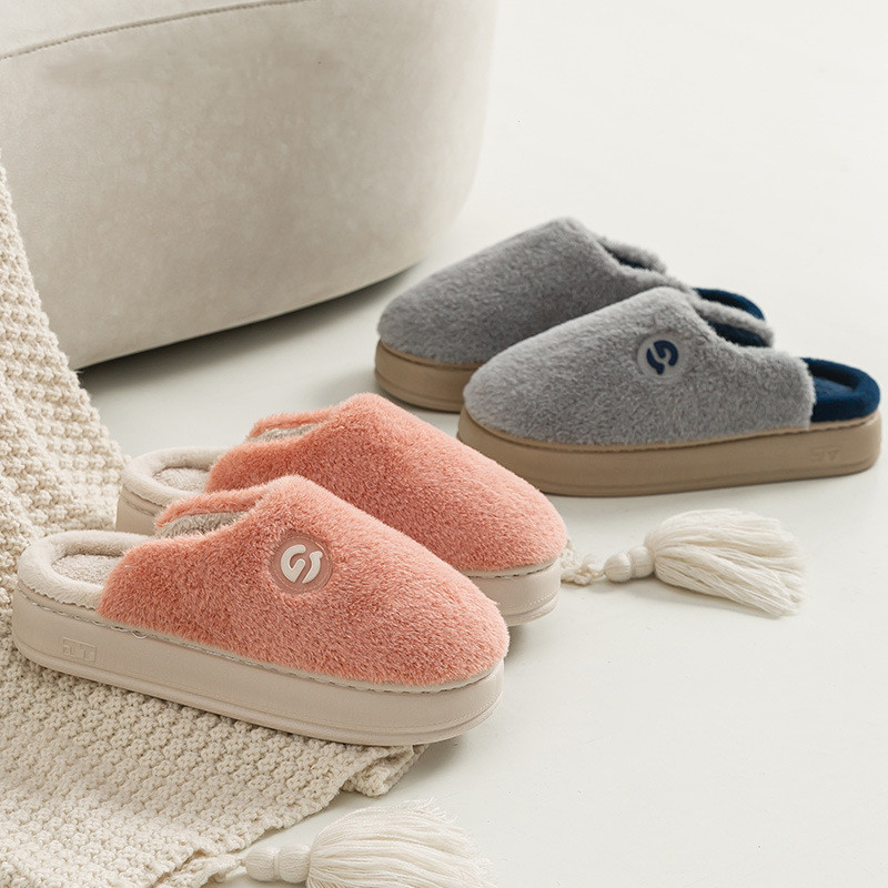 Title 4, Plush Cotton Slippers Female Indoor Platform Ho...