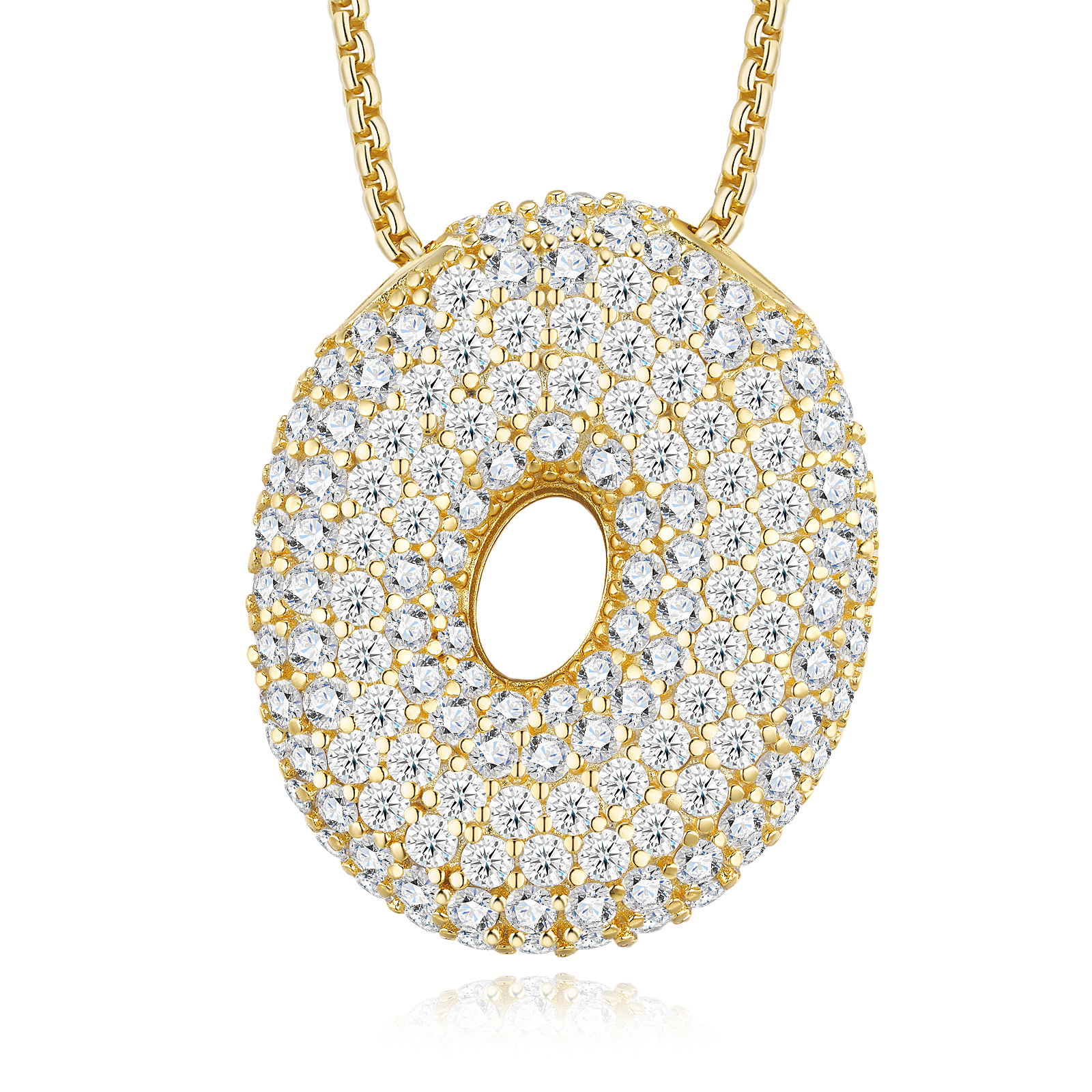 13.49g S925 Sterling Silver Gold Plated Initial Necklace D Color VVS1 Moissanite Bubble Letter Pendant With GRA Certificate, Heavy Solid Pave Personalized Jewelry, Perfect Birthday & Anniversary Gif