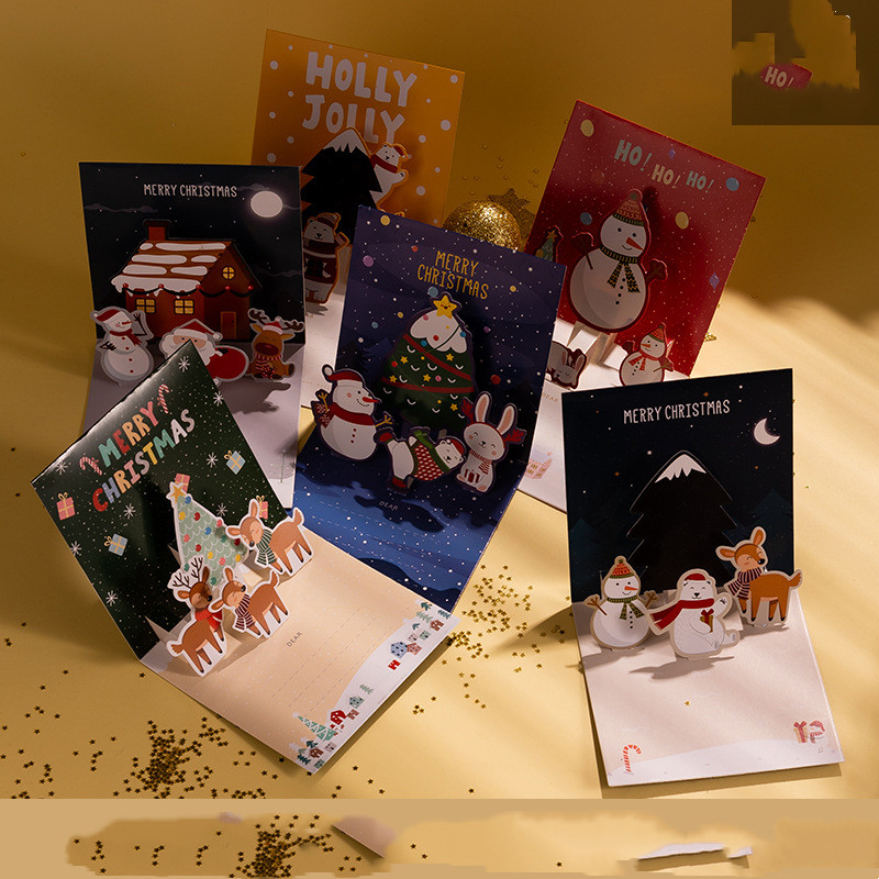 Christmas Party Creative Three-dimensional Cartoon Christmas Greeting Card
