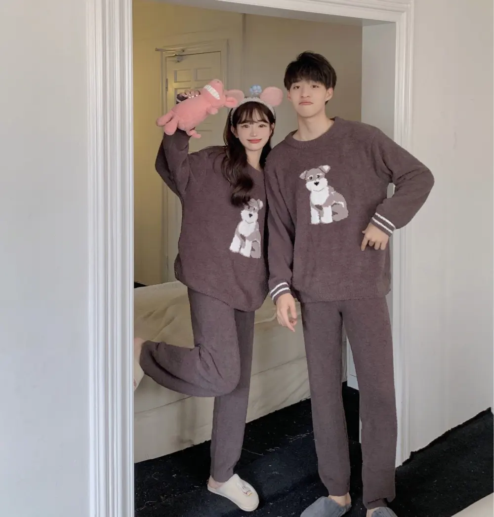 Gp Couple Japanese Cute Dog Parent-child Soft Home Wear
