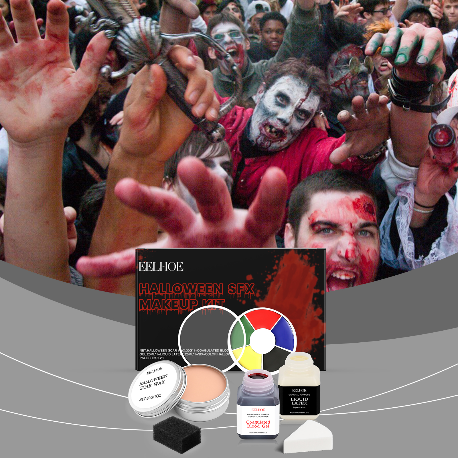 Halloween Makeup Kit, Face Body Paint Palette, Festival Cosplay Costume Tools Set