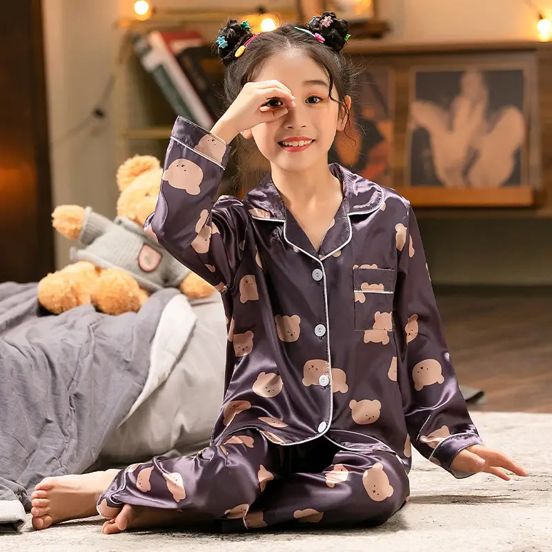 Simulated Silk Children's Pajamas Medium And Big Children's Homewear Suit