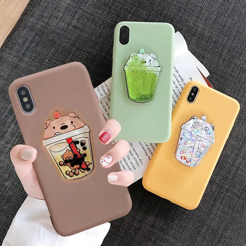 Milk Tea Liquid Quicksand Protective Phone Case
