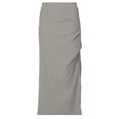Design Pleated Slit High-waisted Midi Skirt - Khaki - View 1