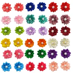 Pet Supplies Head Flower Bow Rubber Band Petal Pearl - Ha004 Random - View 1