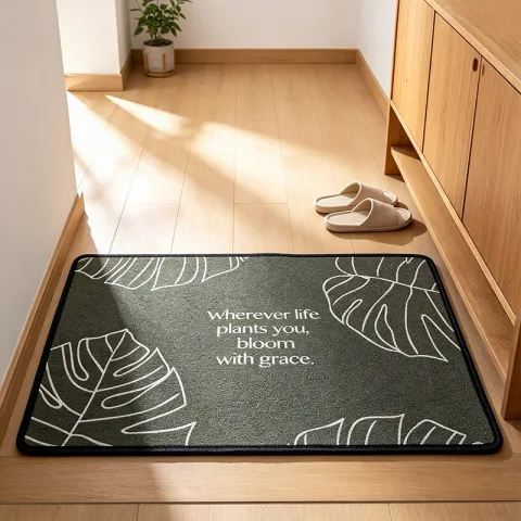 1pc Plant Line Art Print Loop Pile Door Mat