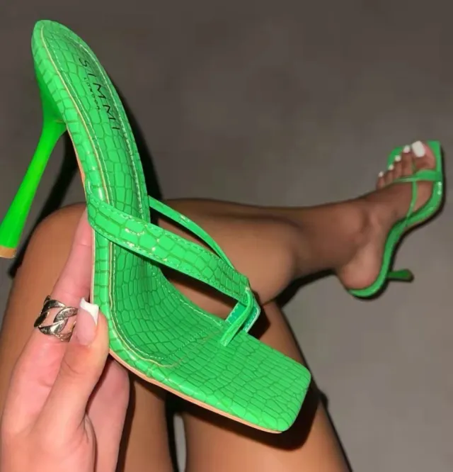 Women's Plus Size Stiletto Slipper High Heel Sandals Green - Shop at LoveMi
