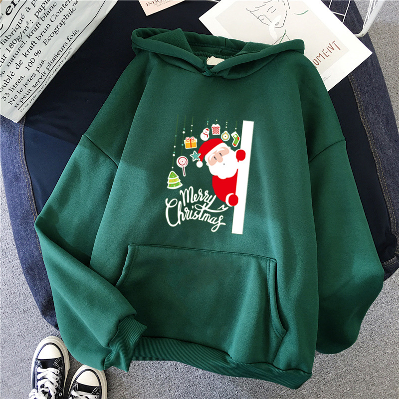 Women's Hooded Sweater Sweater With Christmas Print Pullover