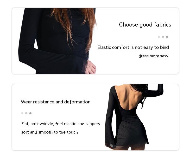 European And American New Long-sleeved Dress High-grade Solid Color Hot Girl Hip Skirt
