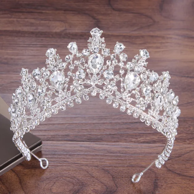 Three piece Bridal Crown Headdress Baroque Hair Accessory Necklace Earrings White - Shop at LoveMi