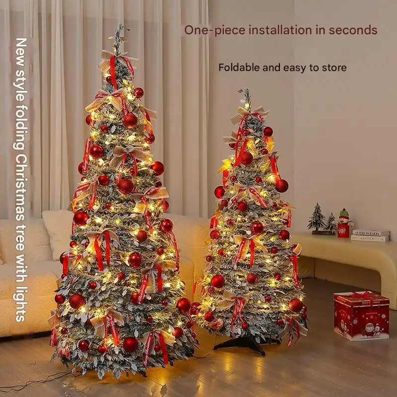 Foldable Telescopic Floor-Standing Green Velvet Christmas Tree
