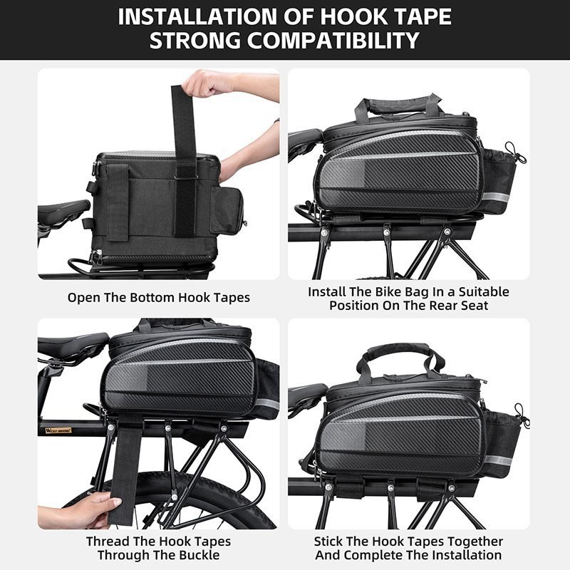 General Bicycle Rear Bag Hard Shell Expandable Bike Pannier Rack Pack — image 9