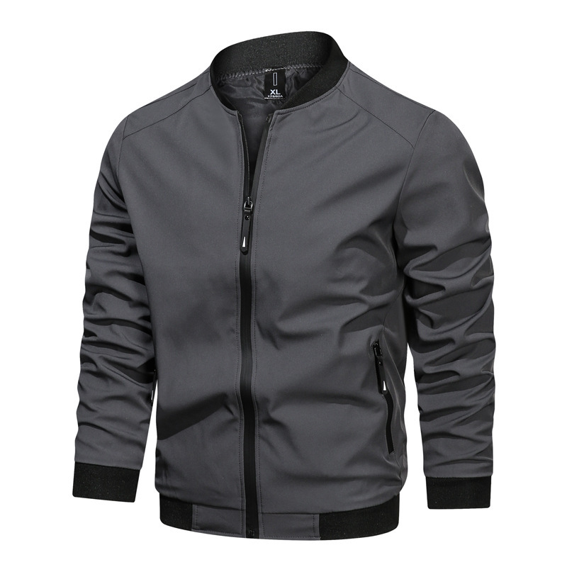 Casual Fashion Slim Men's Solid Color Stand Collar Coat