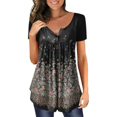 Loose V-neck Women's Top T-shirt - Ey23021601-4Xl - View 1