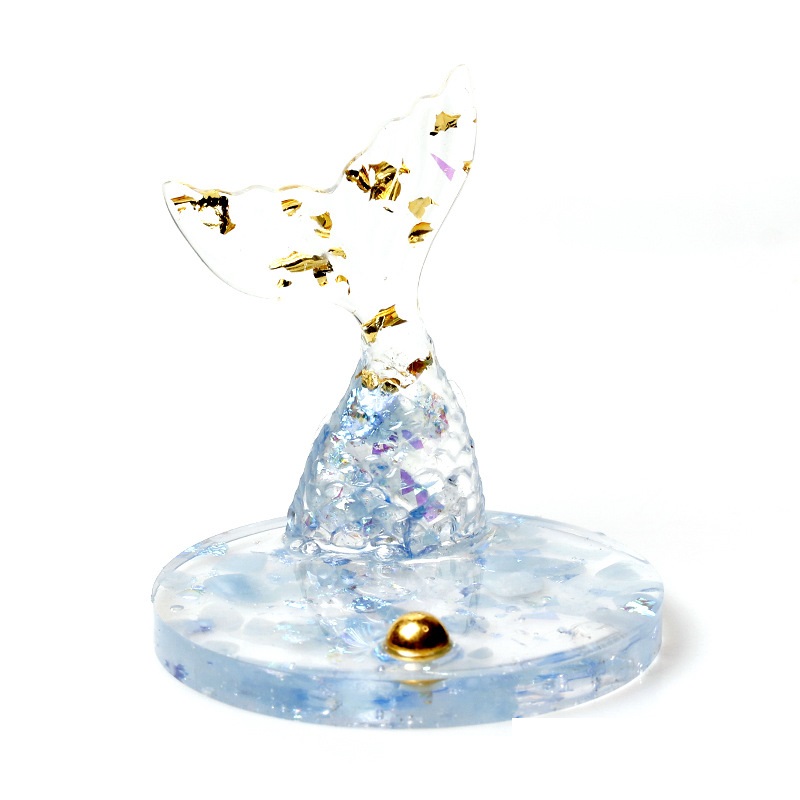 New Fish Tail Natural Crystal Gravel Ornaments Epoxy Ornaments Finished Mobile Phone Holder Gifts