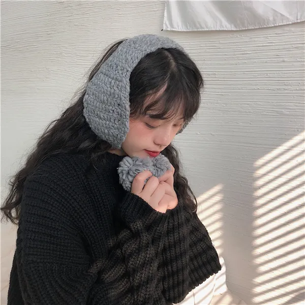 Autumn And Winter Cute Earflaps Warm With Velvet Earmuffs Gray - Shop at LoveMi