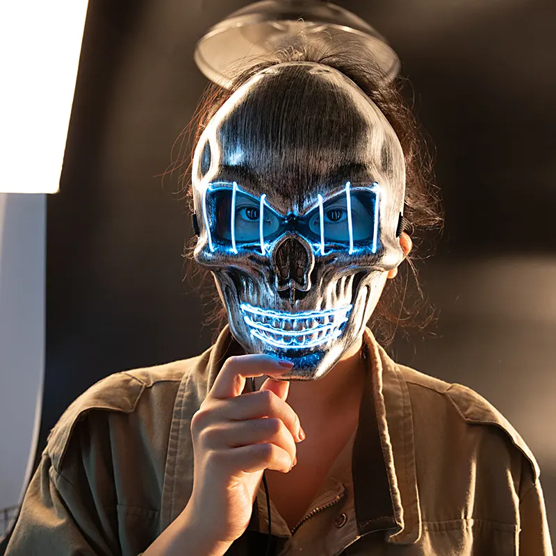 Glowing Mask Skull and Crossbones Cold Light Dance Party