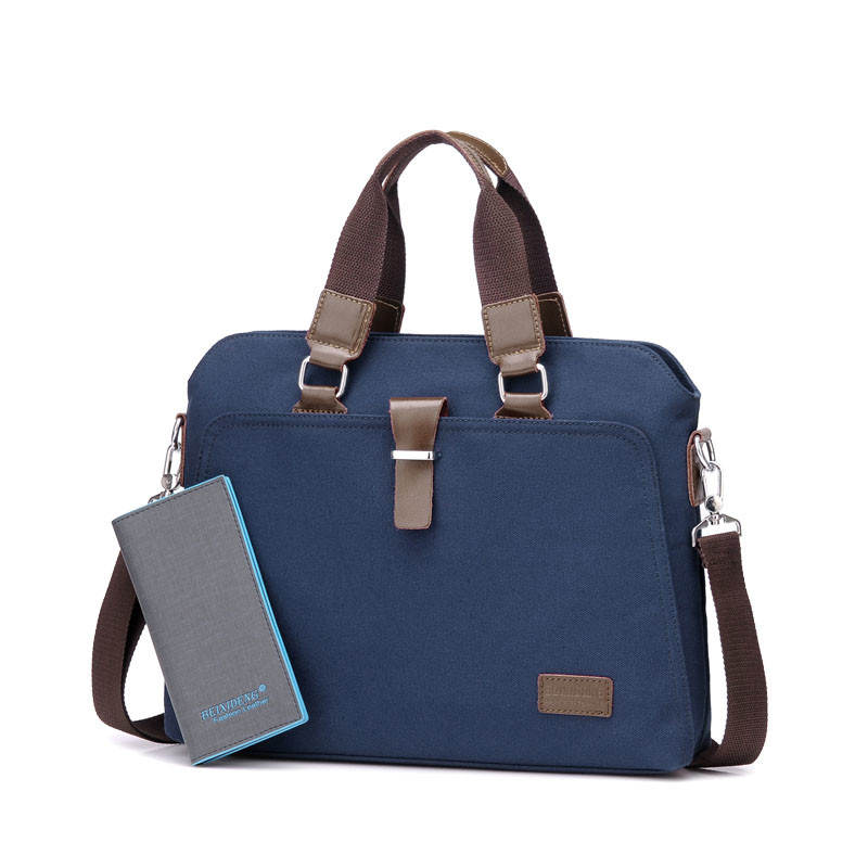Men's Business Casual Oxford Cloth Handheld One Shoulder Canvas Briefcase — foto 10