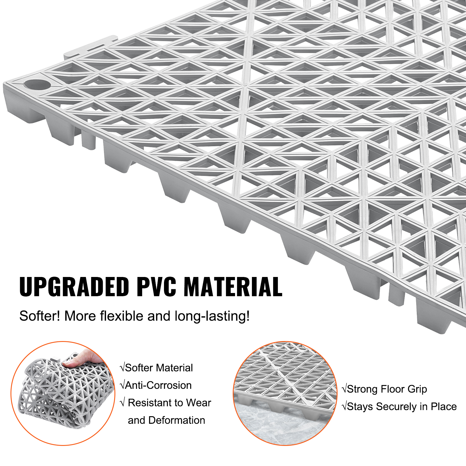 VEVOR Interlocking Tile 50PCS Gray, Drainage Tiles Splicing, Soft PVC Interlocking Drainage Floor Tiles… image 3