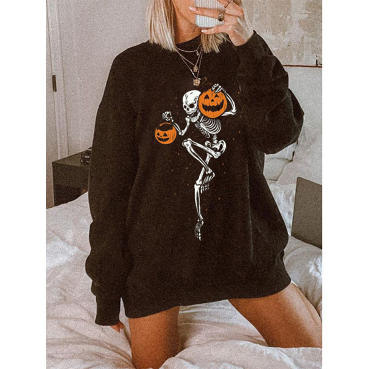 Fashion Ladies Round Neck Letter Print Long Sleeve Sweatshirt