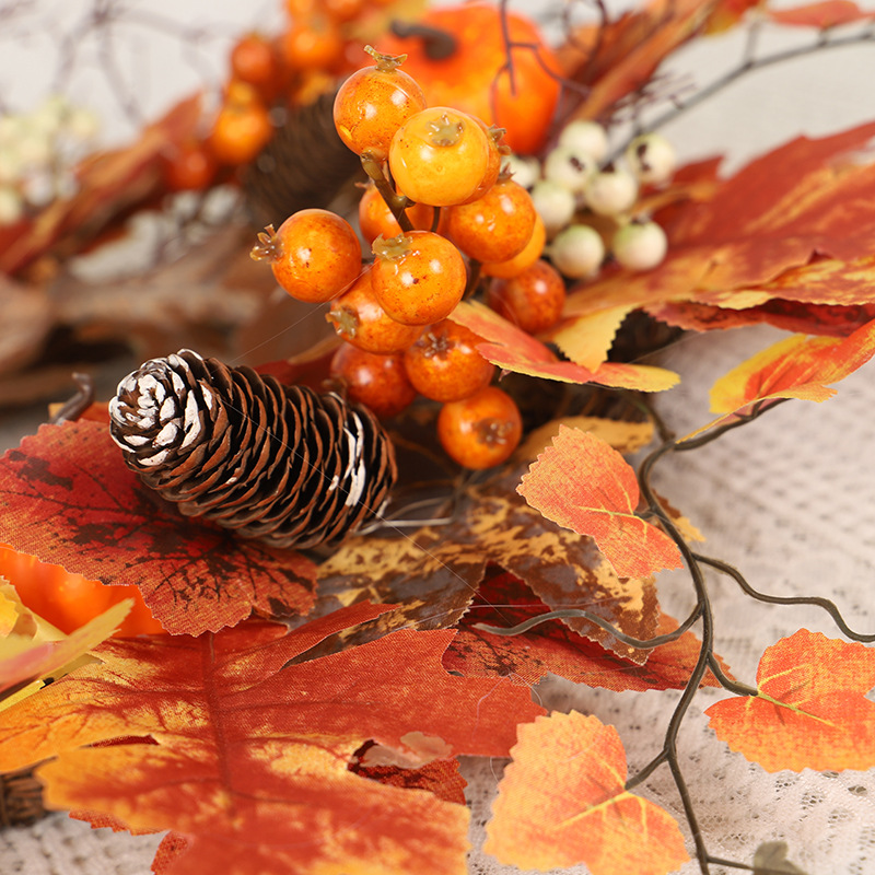 Halloween Maple Tree Root Pumpkin Wreath (Golden red)
