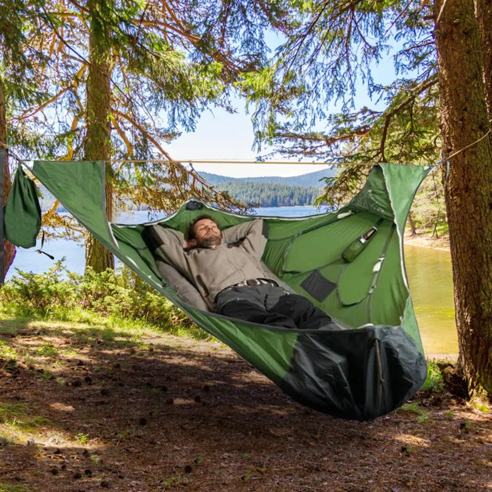 Flat Sleep Hammock Tent with Bug Net and Suspension